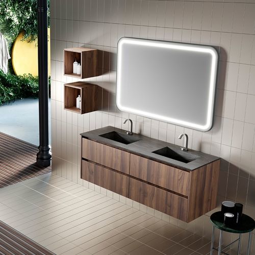 Meuble vasque double - 06 - Mi baño - suspendu / en Solid Surface / contemporain