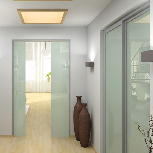 Porte d'intérieur - ECO : SV - SAHECO - en verre / coulissante / vitrée