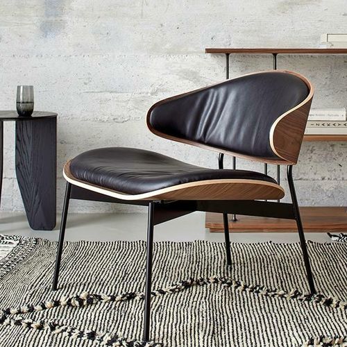 Fauteuil contemporain - LUZ - more - en tissu / en cuir / en chêne
