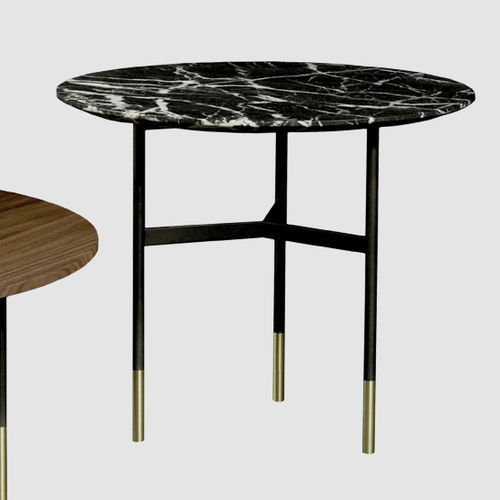 Table d'appoint contemporaine - HARRI  - more - en noyer / en laiton / en marbre
