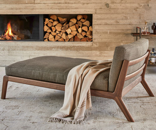 Chaise longue contemporaine - SOVA  - more - en tissu / en cuir / en bois massif
