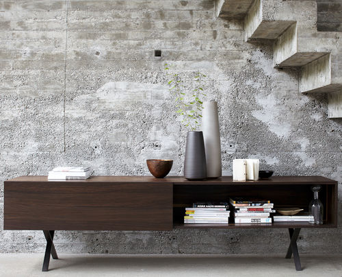Buffet contemporain - LAX - more - en bois / en acier / en acier inoxydable