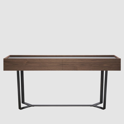 Console contemporaine - PERO  - more - en placage de bois / en verre / avec piètement en acier