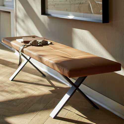 Méridienne contemporaine - LAX  - more - en tissu / en cuir / en acier inoxydable