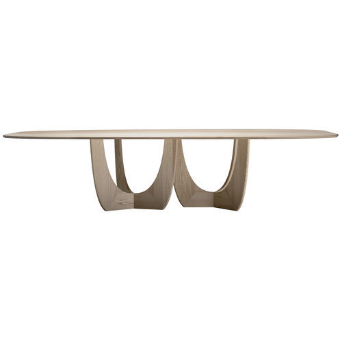 Table design - CALA - more - en cuir / bois / en bois massif