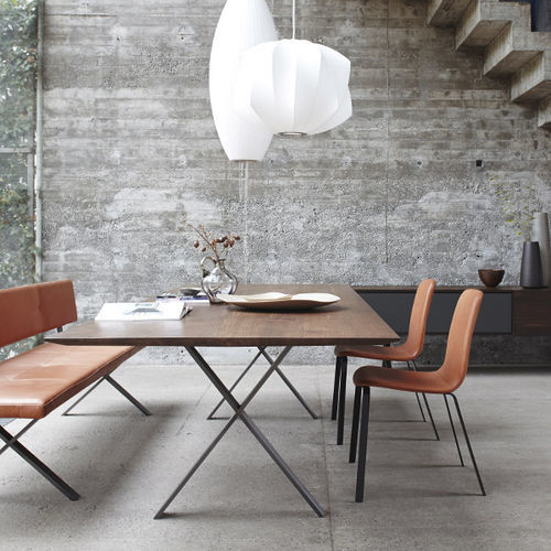 Table design - LAX Extendable - more - en acier / en acier inoxydable / bois