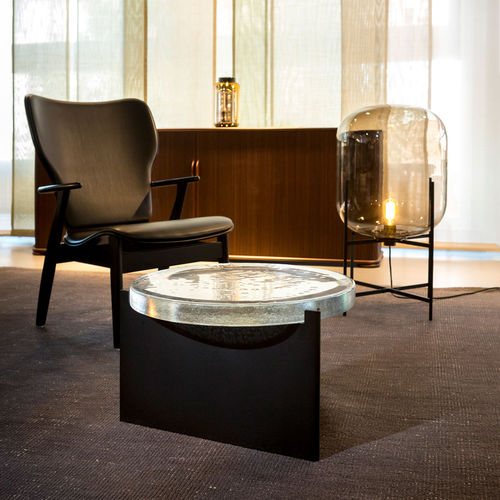 Table basse contemporaine - ALWA ONE SERIES - Pulpo - en verre / avec piètement en acier thermolaqué / ronde