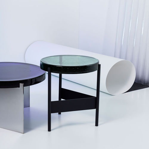 Table basse contemporaine - ALWA TWO SERIES - Pulpo - en verre / avec piètement en acier / ronde