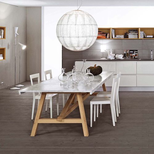 Table contemporaine - ACHILLE - L'abbate - en frêne / en marbre / rectangulaire