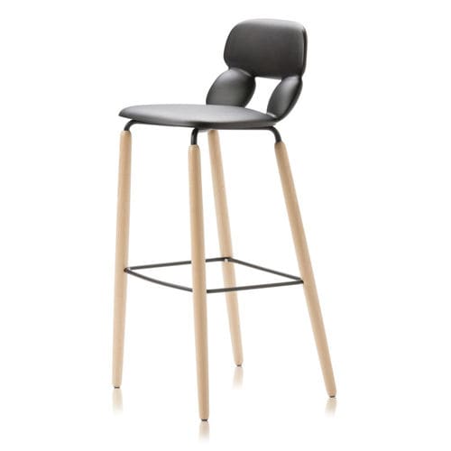 Tabouret de bar contemporain - NUBE W SG 80 - CHAIRS & MORE - en polyuréthane / avec piètement en hêtre / avec piètement en métal peint