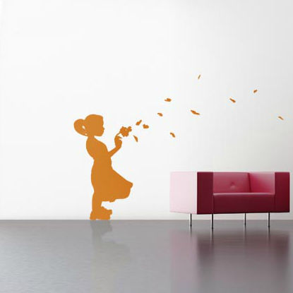 Sticker mural silhouette - CHILD WITH HEARTS 	 - Paristic - pour enfant / en vinyle