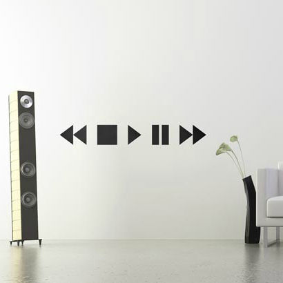 Sticker mural en vinyle - STOP PAUSE PLAY 	 - Paristic