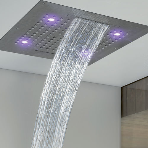 Pommeau de douche encastrable au plafond - H38906 - BOSSINI - rectangulaire / cascade / avec chromothérapie