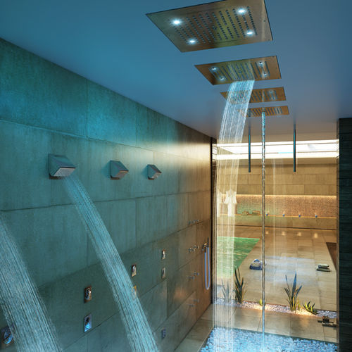 Pommeau de douche encastrable au plafond - H38907 - BOSSINI - rectangulaire / cascade / avec chromothérapie