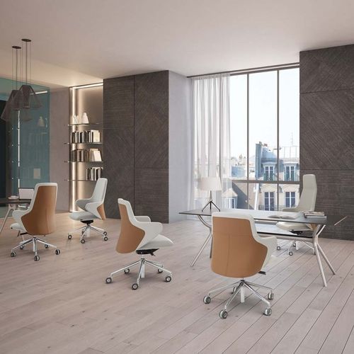 Fauteuil de bureau contemporain - DUET MEDIUM - Moschella Sedute Srl - en tissu / en acier / tapissé