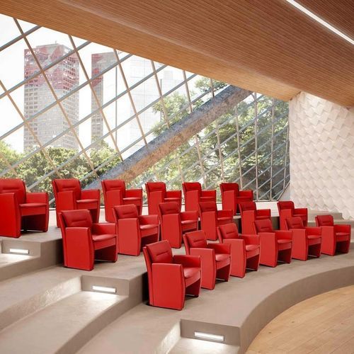 Chaise de conférence contemporaine - FLOWER - Moschella Sedute Srl - d'intérieur / en cuir / en acier