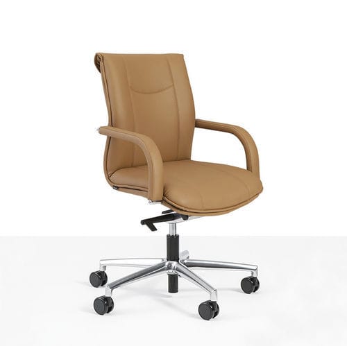 Fauteuil de bureau contemporain - QUEEN - Moschella Sedute Srl - en cuir / en hêtre / en contreplaqué
