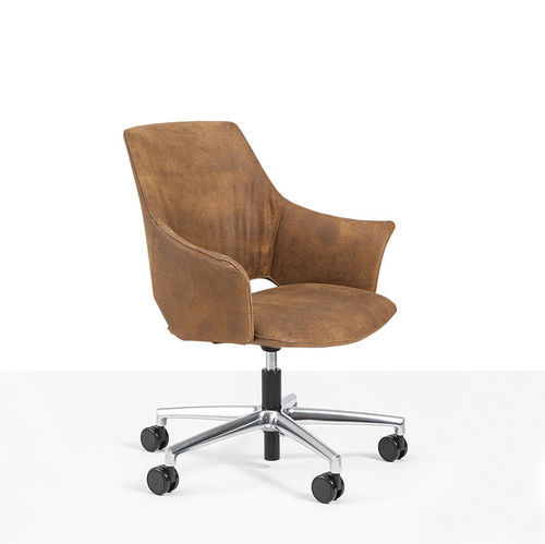 Fauteuil visiteur contemporain - WINDSOR - Moschella Sedute Srl - en cuir / en polyuréthane / en acier