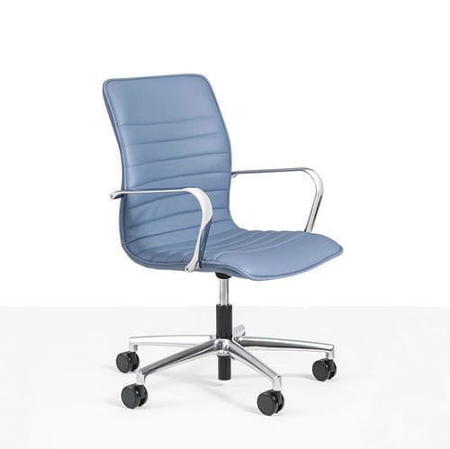 Fauteuil de bureau contemporain - QUEEN SLIM - Moschella Sedute Srl - en cuir / en aluminium / en contreplaqué