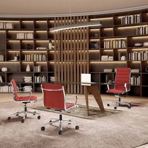Fauteuil de bureau contemporain - SPACE SLIM - Moschella Sedute Srl - en cuir / en aluminium / en acier