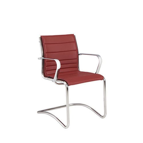 Fauteuil visiteur contemporain - SPACE SLIM - Moschella Sedute Srl - en cuir / en acier / en aluminium