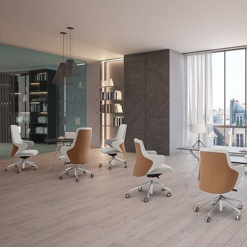 Fauteuil de direction contemporain - DUET HIGH - Moschella Sedute Srl - en cuir / en tissu / en acier