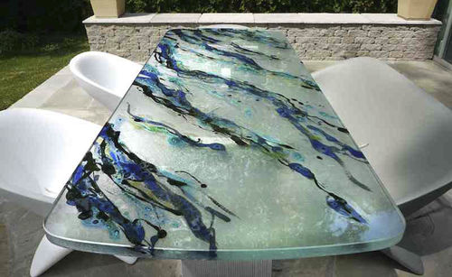 Table à manger contemporaine - ThinkGlass - en verre / rectangulaire / sur mesure