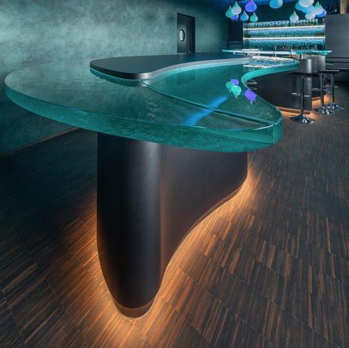 Table contemporaine - ThinkGlass - en verre / avec piètement en métal / avec piètement en bois