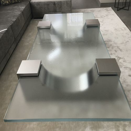 Table basse contemporaine - ThinkGlass - en verre / avec piètement en acier inoxydable / rectangulaire