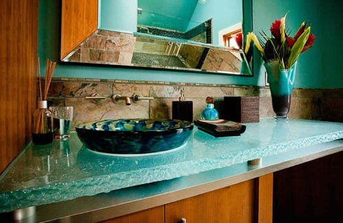 Plan vasque en verre - POOLSIDE POWDER ROOM - ThinkGlass
