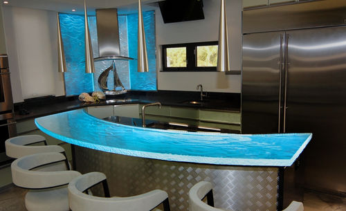 Table mange-debout contemporaine - OCEAN HOUSE - ThinkGlass - en verre / ronde / rectangulaire