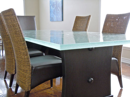 Table à manger design original - ThinkGlass - en verre / rectangulaire / sur mesure