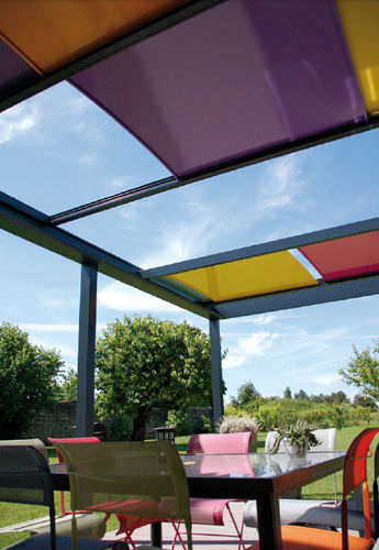 Pergola adossée - ARLEQUIN - SOLISYSTEME - en aluminium / couverture coulissante / modulable