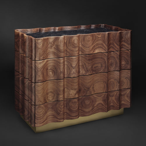 Commode design original - IL PEZZO 2 - Il Pezzo Mancante - en noyer / en bois massif / en laiton