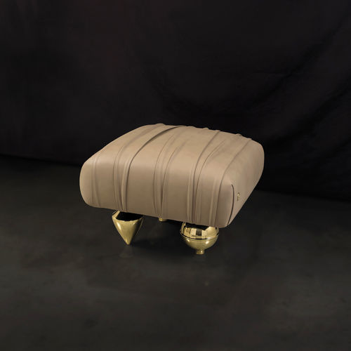 Pouf classique - IL PEZZO 1 - Il Pezzo Mancante - en velours / en cuir / en laiton