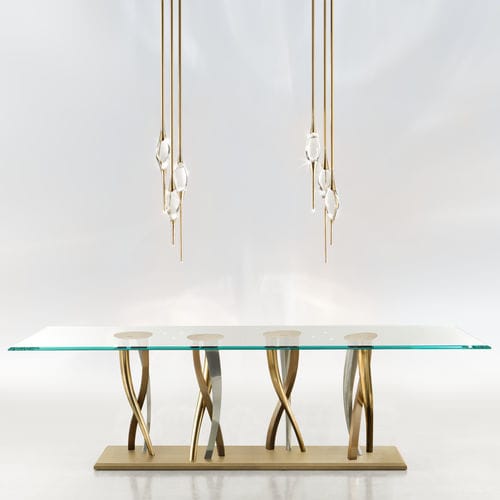 Table en verre - Il Pezzo 8 - Il Pezzo Mancante - contemporaine / avec piètement en laiton / avec piètement en bronze