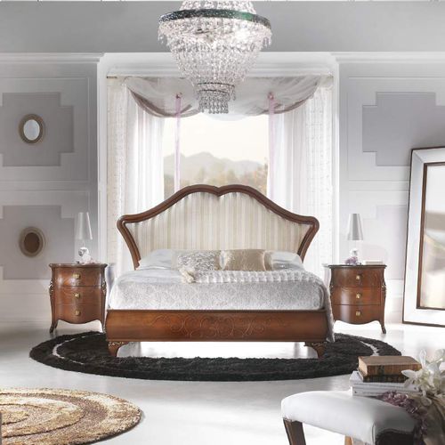 Lit double - 73/R - Bbelle - de style / avec tête de lit tapissée / en bois