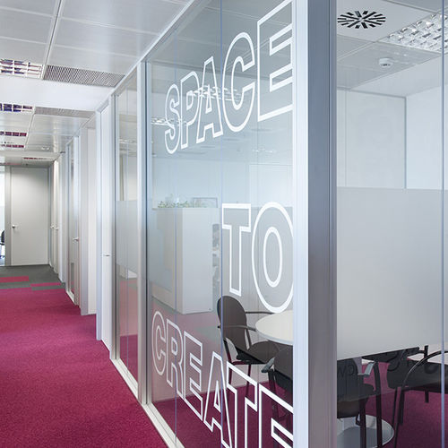 Cloison séparatrice amovible - NEO - DINOR - modulaire / en verre / en aluminium