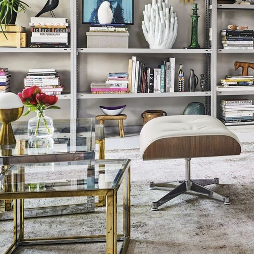 Repose-pied contemporain - vitra - en tissu / en cuir / en frêne