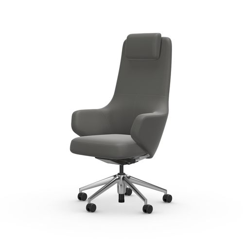 Fauteuil de direction contemporain - GRAND - vitra - en cuir / en aluminium poli / avec repose-tête