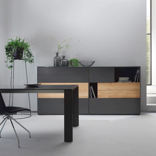 Buffet contemporain - GAME 28  - Sudbrock - en bois laqué / en chêne / gris
