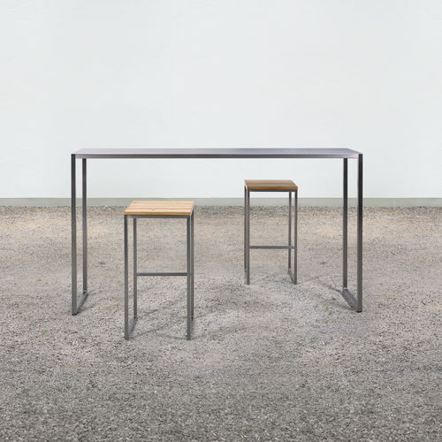 Table mange-debout contemporaine - at_07 - Silvio Rohrmoser - en aluminium anodisé / avec piètement en acier inoxydable poli / rectangulaire