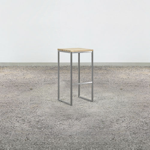 Tabouret de bar contemporain - on_07 - Silvio Rohrmoser - en mélèze / avec piètement en acier inoxydable / 4 pieds