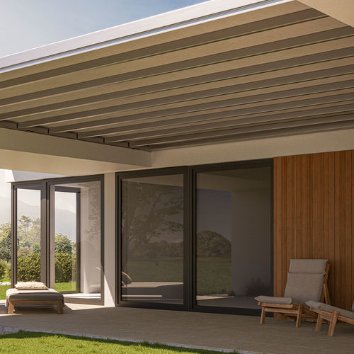 Pergola adossée - SINTESI FREE - HELLA - en tissu / couverture en toile / motorisée