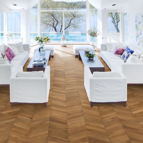 Parquet contrecollé - ID : LIGHT BROWN - Kahrs - en chêne / à batons rompus / huilé