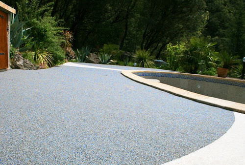 Revêtement de sol en résine - BETON DRAINANT - Harmony béton - enduit polyuréthane / texturé / aspect pierre