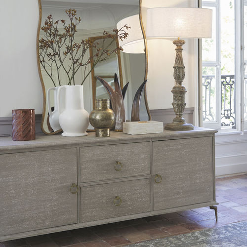 Buffet classique - GABRIELLE - BLANC D'IVOIRE - en MDF / en aluminium / avec étagère