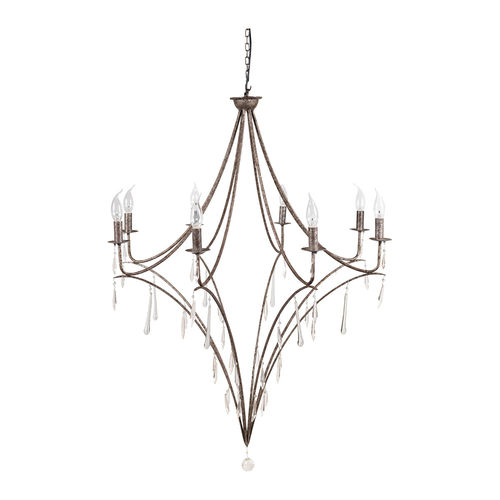 Lustre classique - NINA - BLANC D'IVOIRE - en verre / en fer / 8 ampoules