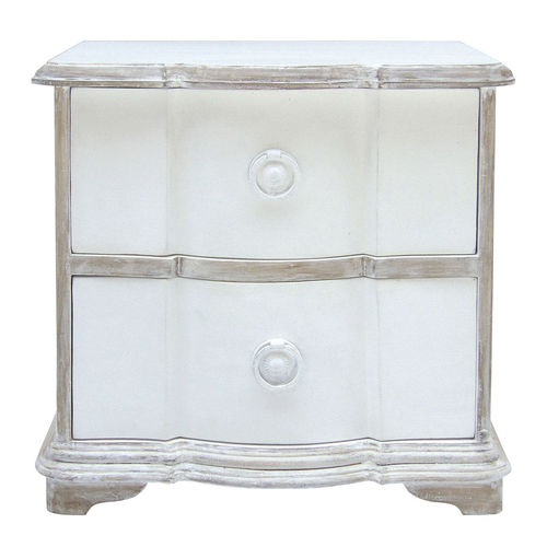Table de chevet classique - PHILOMENE - BLANC D'IVOIRE - en MDF / en contreplaqué / avec piètement en bois