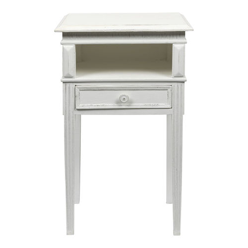 Table de chevet classique - ARNAUD - BLANC D'IVOIRE - en MDF / en contreplaqué / avec piètement en bois